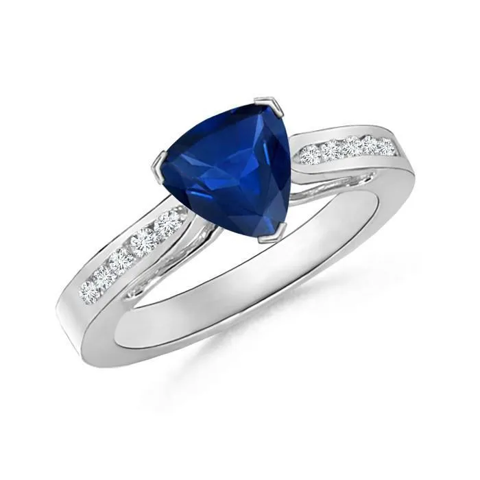 2 Carats Ceylon Sapphire And Natural Earth Mined Diamonds Ring White Gold 14K GB Rings 2 Carats Ceylon Sapphire And Natural Earth Mined Diamonds Ring White Gold 14K GB Rings
