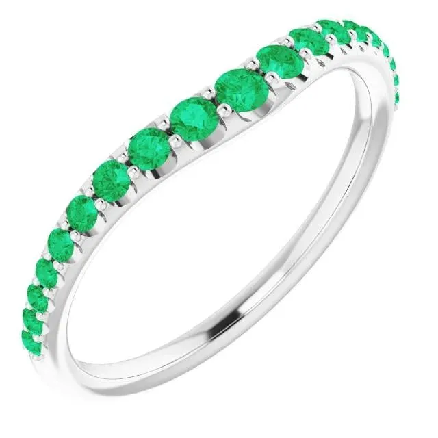 2 Carats Green Emerald Round Band White Gold 14K GB Rings