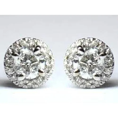 2 Carats Round Halo Natural Earth Mined Diamond Stud Earring Women Gold Jewelry GB Earrings 2 Carats Round Halo Natural Earth Mined Diamond Stud Earring Women Gold Jewelry GB Earrings