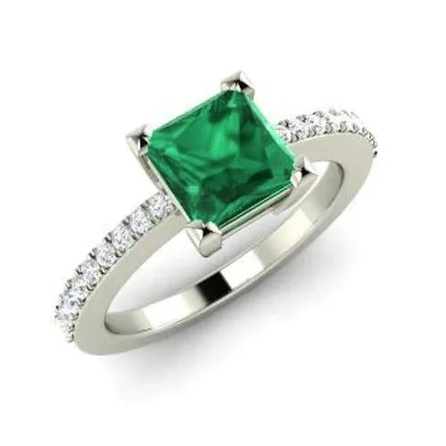 365 Ct Green Emerald With Natural Earth Mined Diamond Ring White Gold 14K GB Rings 365 Ct Green Emerald With Natural Earth Mined Diamond Ring White Gold 14K GB Rings