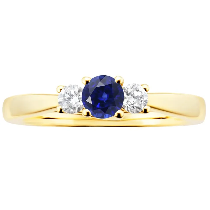 3 Carats Round Natural Earth Mined Diamond Sapphire Ring 3 Stone Tapered Shank Yellow Gold HarryChadEntcom Rings 3 Carats Round Natural Earth Mined Diamond Sapphire Ring 3 Stone Tapered Shank Yellow Gold HarryChadEntcom Rings