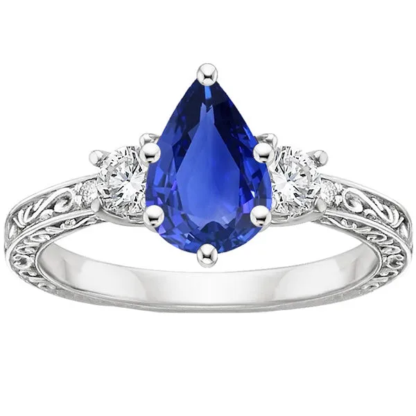3 Stones Ring Antique Style Pear Blue Sapphire Natural Earth Mined Diamonds 350 Carats HarryChadEntcom Rings 3 Stones Ring Antique Style Pear Blue Sapphire Natural Earth Mined Diamonds 350 Carats HarryChadEntcom Rings
