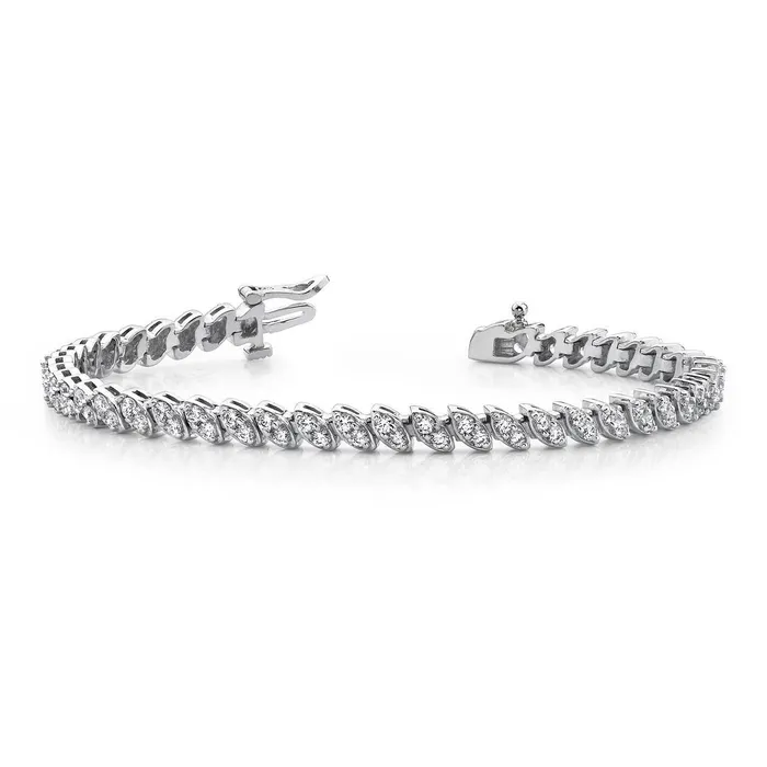 440 Ct Brilliant Cut Two Peas In A Pod Natural Earth Mined Diamonds Bracelet White Gold GB Bracelets