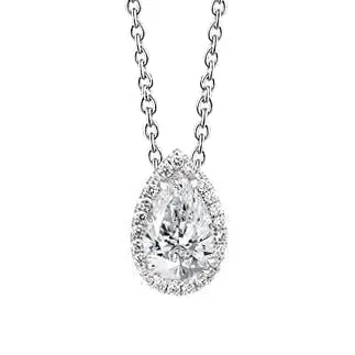 4 Carat Pear Natural Earth Mined Diamond Halo Pendant GB Necklaces
