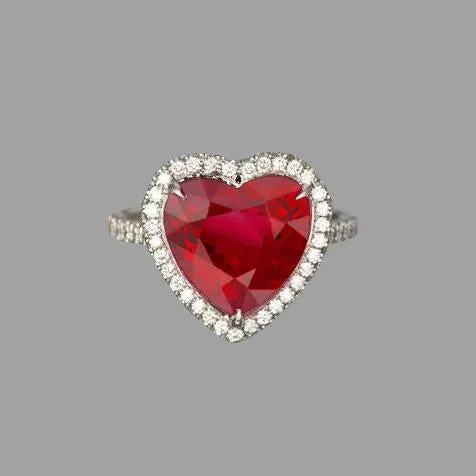 625 Carats Heart Cut Ruby Gemstone And Natural Earth Mined Diamond Ring White Gold 14K GB Rings 625 Carats Heart Cut Ruby Gemstone And Natural Earth Mined Diamond Ring White Gold 14K GB Rings