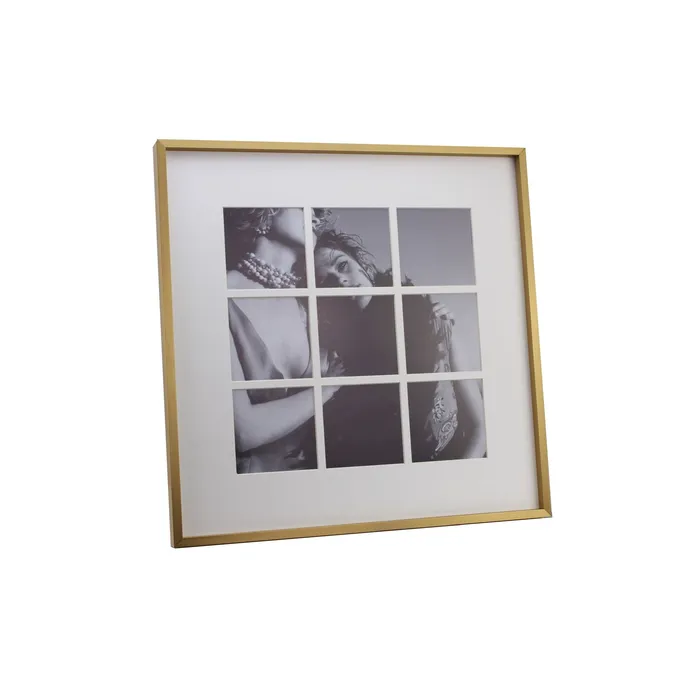 Addison Ross PreStyled Sets Addison Ross 4x4 9 Aperture Brushed Gold Aluminum Picture Frame