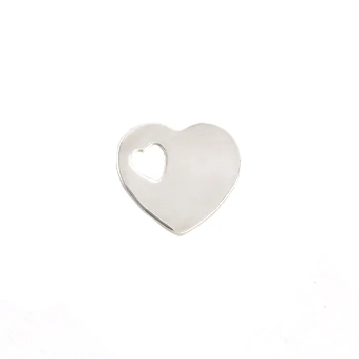 AP Necklaces Sterling Silver Heart with Heart Shaped Hole 12mm 47 x 12mm 47 24 Gauge