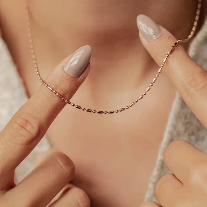 Bead and Bar Chain Necklace Rose Gold Hey Happiness Necklaces Bead and Bar Chain Necklace Rose Gold Hey Happiness Necklaces