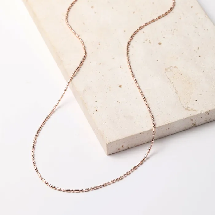 Bead and Bar Chain Necklace Rose Gold Hey Happiness Necklaces Bead and Bar Chain Necklace Rose Gold Hey Happiness Necklaces
