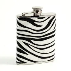 Bey Berk 6 Oz Stainless Steel Zebra Pattern Flask Bey Berk Bracelets