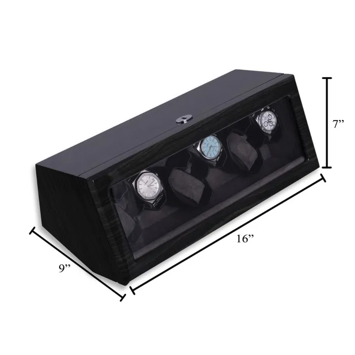 Bey Berk Watches Bey Berk Oyster Polished Ash Wood Six Watch Winder Bey Berk Watches Bey Berk Oyster Polished Ash Wood Six Watch Winder