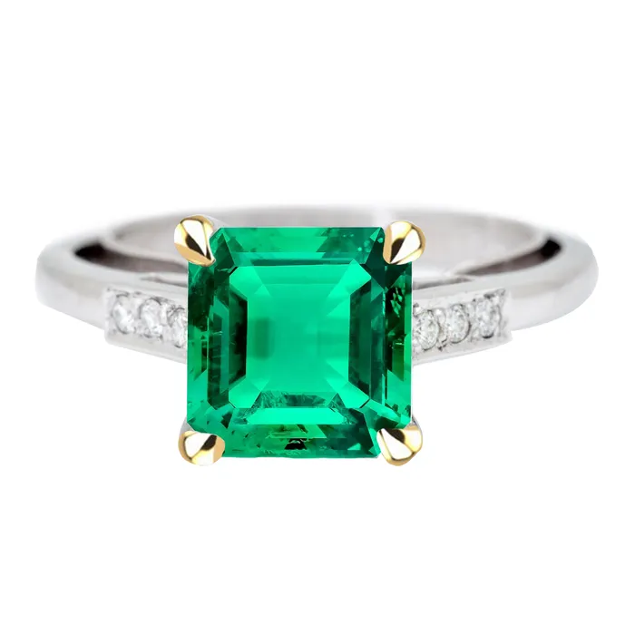Big Green Emerald Anniversary Ring With Diamonds HarryChadEntcom Rings