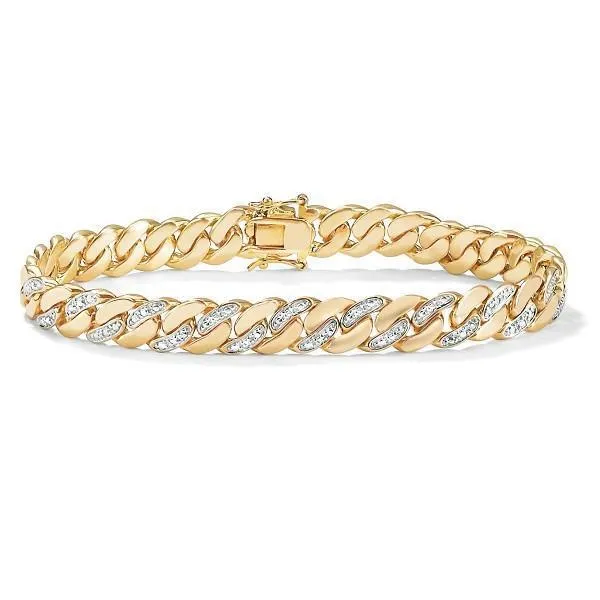 Bracelets GB 185 Carats 14K Yellow Gold Round Natural Earth Mined Diamond Men Bracelet Bracelets GB 185 Carats 14K Yellow Gold Round Natural Earth Mined Diamond Men Bracelet