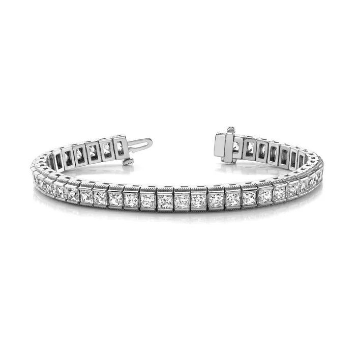 Bracelets GB 14K White Gold Princess Cut Channel Set 1050 Carats Tennis Bracelet Natural Earth Mined Diamond Bracelets GB 14K White Gold Princess Cut Channel Set 1050 Carats Tennis Bracelet Natural Earth Mined Diamond