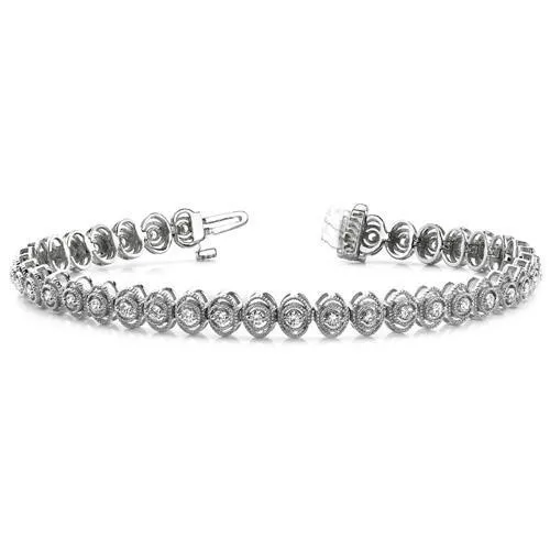 Bracelets GB 4 Carats Small Round Cut Natural Earth Mined Diamonds Tennis Bracelet Gold White 14K Bracelets GB 4 Carats Small Round Cut Natural Earth Mined Diamonds Tennis Bracelet Gold White 14K