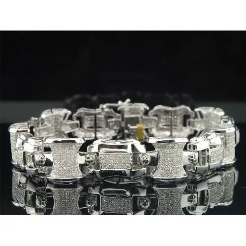 Bracelets GB 950 Carats Round Cut Genuine Natural Earth Mined Diamond Men Bracelet White Gold 14K Bracelets GB 950 Carats Round Cut Genuine Natural Earth Mined Diamond Men Bracelet White Gold 14K