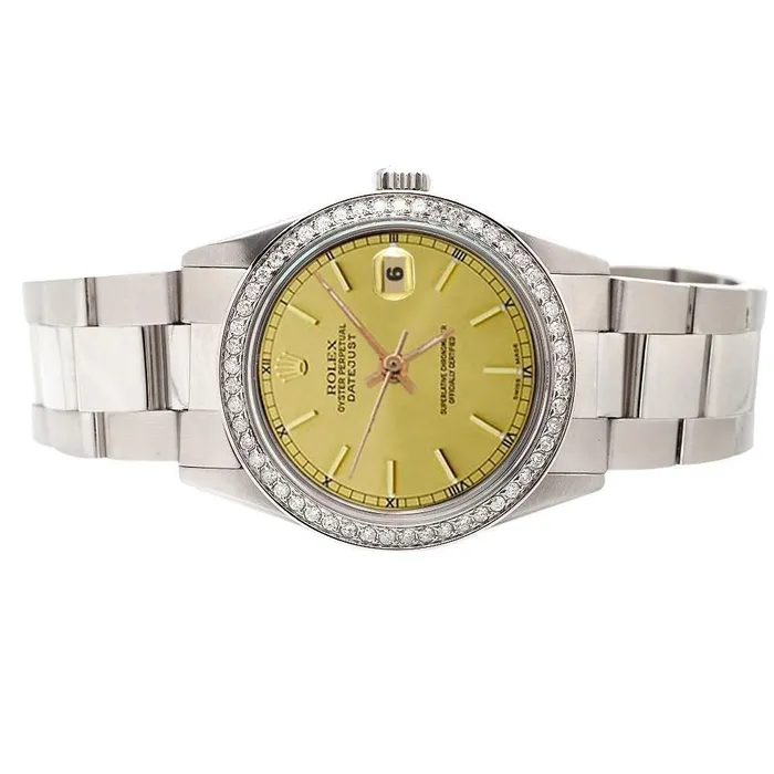 Bracelets GB Champagne Stick Dial Rolex Datejust Watch Ss Oyster Bracelet QUICK SET Bracelets GB Champagne Stick Dial Rolex Datejust Watch Ss Oyster Bracelet QUICK SET