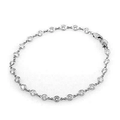 Bracelets GB Tennis Bracelet White Gold 14K Round Natural Earth Mined Diamond By The Yard 3 Ct Bracelets GB Tennis Bracelet White Gold 14K Round Natural Earth Mined Diamond By The Yard 3 Ct