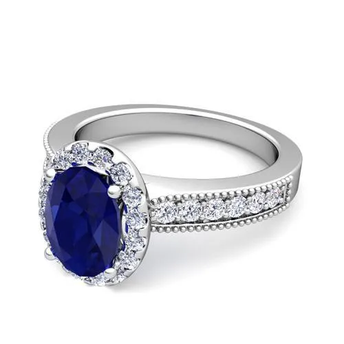 Ceylon Blue Sapphire Natural Earth Mined Diamonds 4 Carats Wedding Ring White Gold 14K GB Rings Ceylon Blue Sapphire Natural Earth Mined Diamonds 4 Carats Wedding Ring White Gold 14K GB Rings