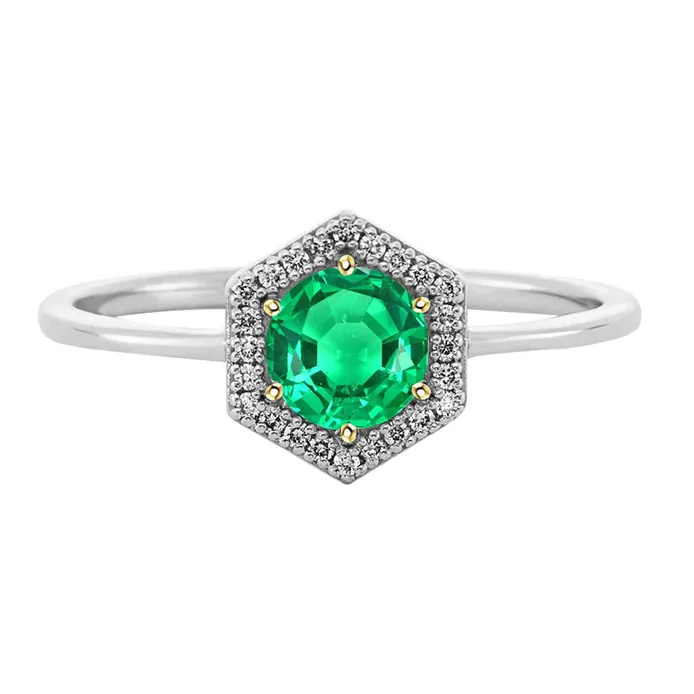 Dainty Green Emerald Halo Ring For Women HarryChadEntcom Rings