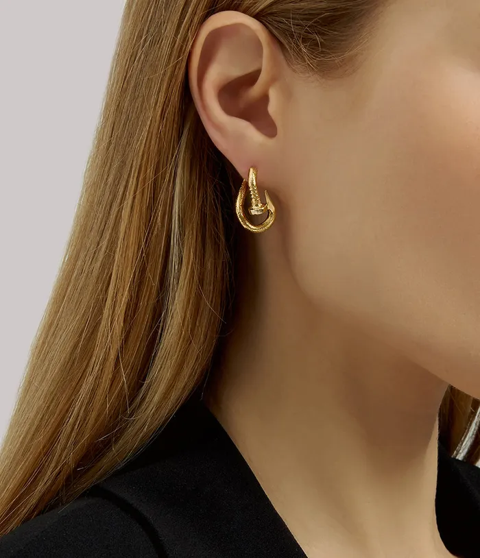 David Webb Earrings Bent Nail Earrings Hammered 18K Gold David Webb Earrings Bent Nail Earrings Hammered 18K Gold