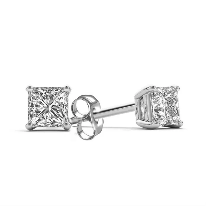 Earrings 250 Carats Natural Earth Mined Diamond Stud Earrings Princess Cut White Gold 14K GB Earrings 250 Carats Natural Earth Mined Diamond Stud Earrings Princess Cut White Gold 14K GB