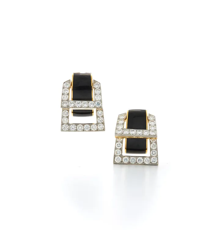 Earrings David Webb Strap Earrings Black