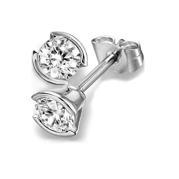 Earrings GB 14 Ct Round Cut Bezel Set Solitaire Natural Earth Mined Diamond Stud Earring Earrings GB 14 Ct Round Cut Bezel Set Solitaire Natural Earth Mined Diamond Stud Earring
