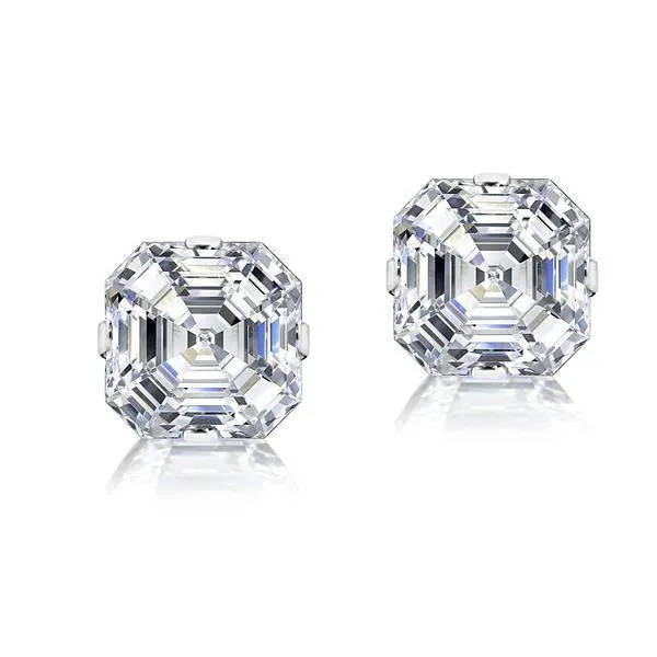 Earrings GB Asscher Cut 2 Carats Natural Earth Mined Diamond Ladies Stud Earring Pair White Gold 14K Earrings GB Asscher Cut 2 Carats Natural Earth Mined Diamond Ladies Stud Earring Pair White Gold 14K