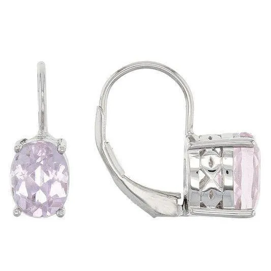 Earrings GB Oval Cut Kunzite Women Jewelry Earrings 26 Carat White Gold 14K