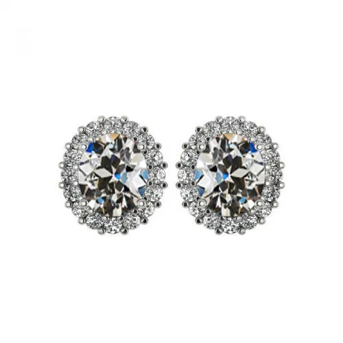 Earrings HarryChadEntcom Old Mine Cut Oval Earrings 525 Carats Halo Studs In Gold Earrings HarryChadEntcom Old Mine Cut Oval Earrings 525 Carats Halo Studs In Gold