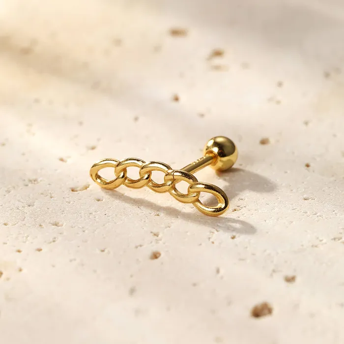 Earrings Hey Happiness Chunky Chain Stud Earring Piercing Sterling Silver Earrings Hey Happiness Chunky Chain Stud Earring Piercing Sterling Silver