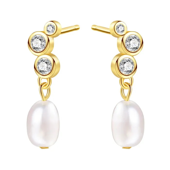 Earrings Hey Happiness Hanging Pearl Drop Stud Earrings Sterling Silver