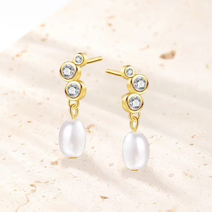 Earrings Hey Happiness Hanging Pearl Drop Stud Earrings Sterling Silver Earrings Hey Happiness Hanging Pearl Drop Stud Earrings Sterling Silver