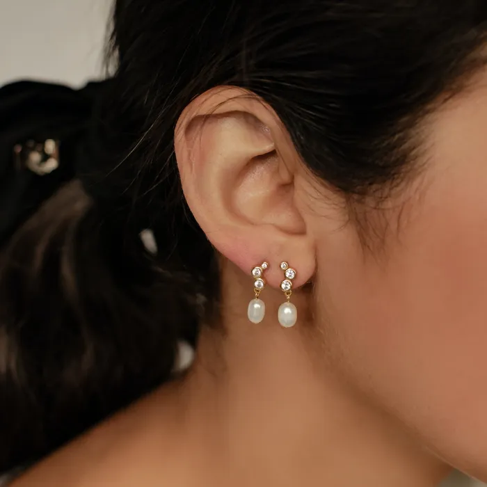 Earrings Hey Happiness Hanging Pearl Drop Stud Earrings Sterling Silver Earrings Hey Happiness Hanging Pearl Drop Stud Earrings Sterling Silver