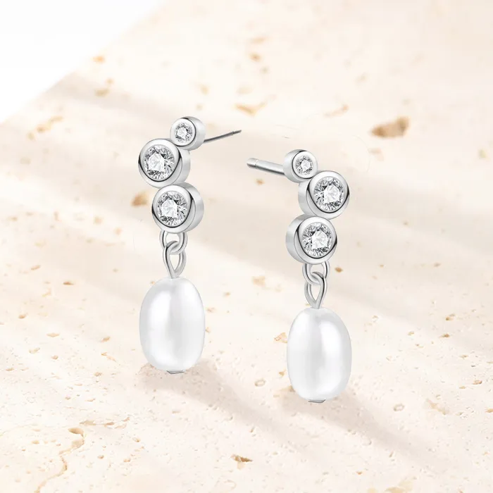 Earrings Hey Happiness Hanging Pearl Drop Stud Earrings Sterling Silver Earrings Hey Happiness Hanging Pearl Drop Stud Earrings Sterling Silver
