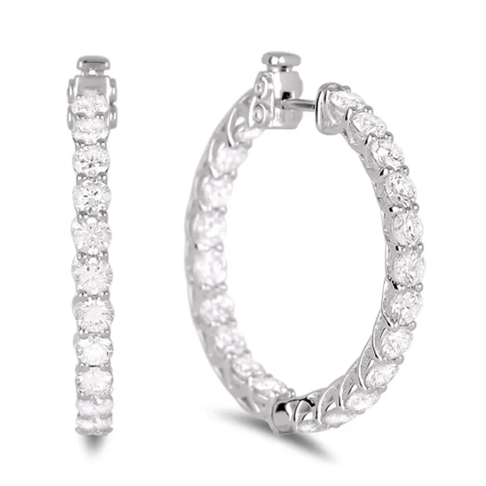 Earrings Hoop Earring White Gold 410 Carats Gorgeous Round Cut Natural Earth Mined Diamond GB Earrings Hoop Earring White Gold 410 Carats Gorgeous Round Cut Natural Earth Mined Diamond GB