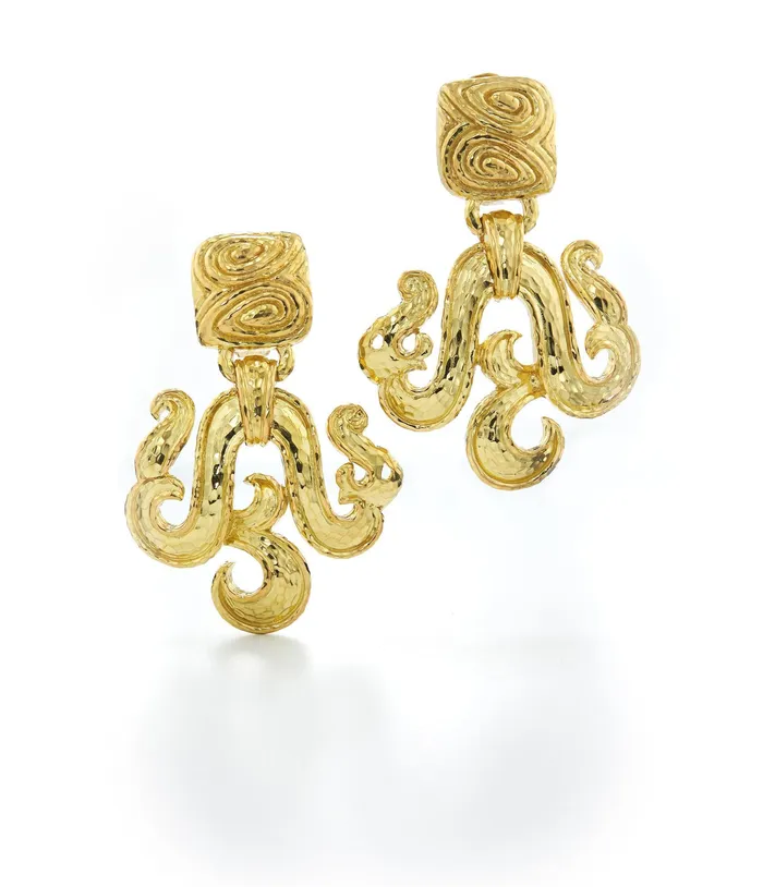 Earrings Scroll Earrings Hammered Gold David Webb Workshop