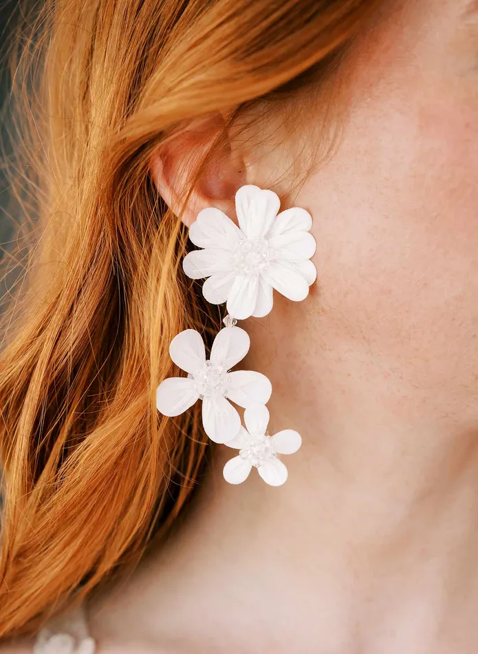 Embroidered primrose blossom earrings Style 2424 twigs honey Earrings