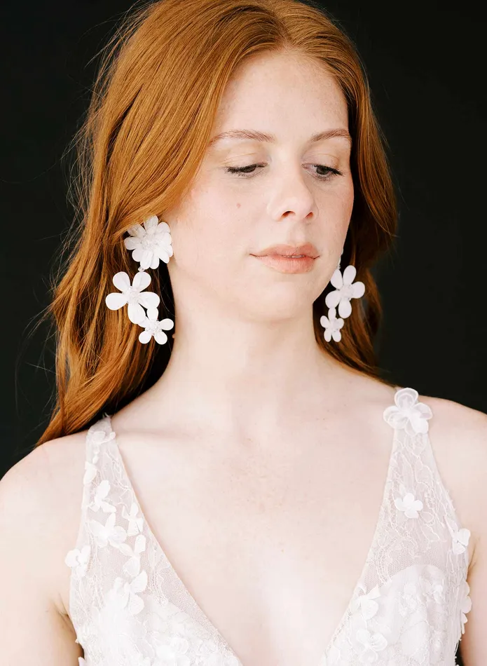 Embroidered primrose blossom earrings Style 2424 twigs honey Earrings