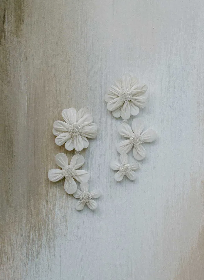 Embroidered primrose blossom earrings Style 2424 twigs honey Earrings