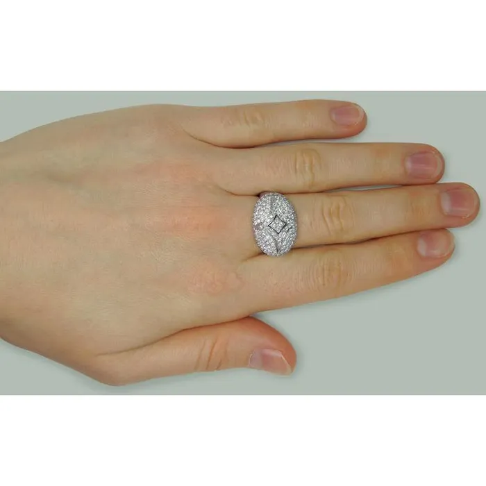 Fancy Round Natural Earth Mined Diamond Engagement Ring 127 Carats White Gold 14K GB Rings
