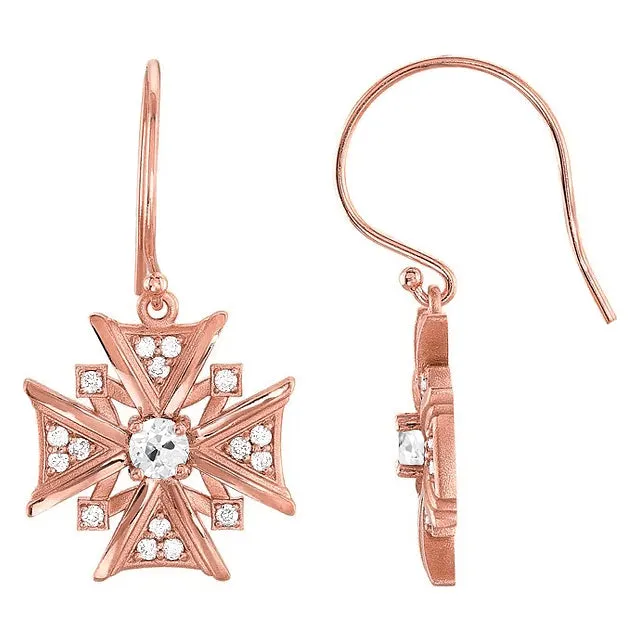 Flower Style Drop Earrings 150 Ct Old Cut Mined Diamond Rose Gold HarryChadEntcom Earrings