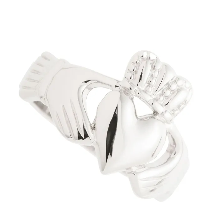 Galway Gents Claddagh Ring Rhodium Plated 925 Sterling Silver Galway Rings Galway Gents Claddagh Ring Rhodium Plated 925 Sterling Silver Galway Rings