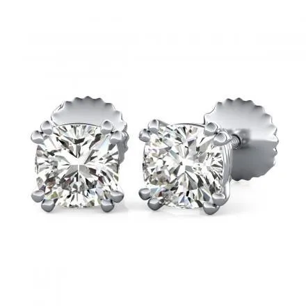 GB 1 Carat Cushion Cut Double Prong Natural Earth Mined Diamond Stud Earring 14K White Gold Earrings GB 1 Carat Cushion Cut Double Prong Natural Earth Mined Diamond Stud Earring 14K White Gold Earrings