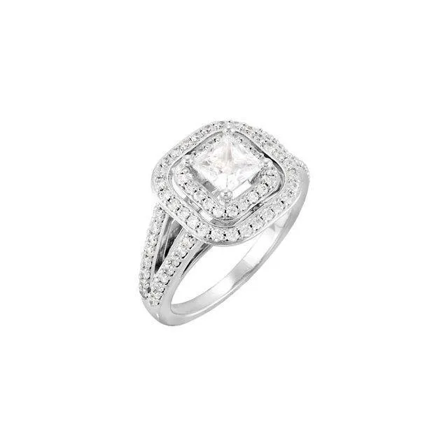 GB 232 Ct Princess Center Natural Earth Mined Diamond Halo Wedding Anniversary Ring Rings GB 232 Ct Princess Center Natural Earth Mined Diamond Halo Wedding Anniversary Ring Rings