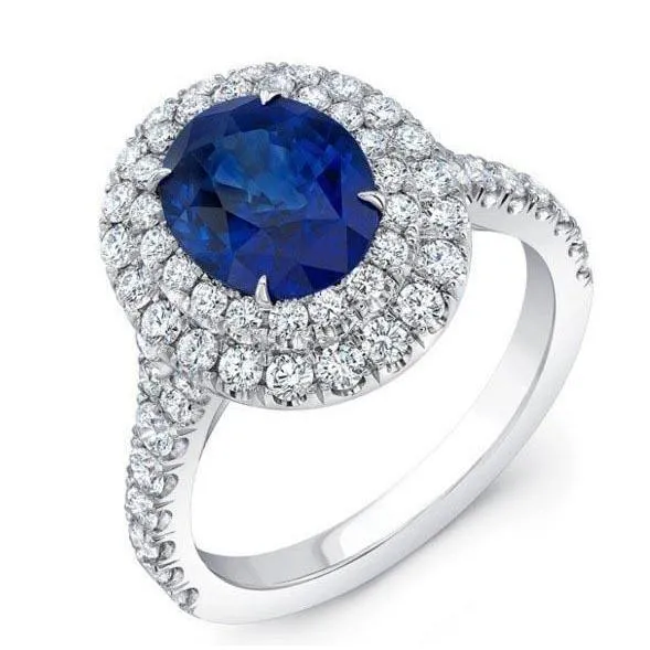 GB 425 Carats Solitaire With Accent Sapphire Natural Earth Mined Diamonds Ring White Gold Rings GB 425 Carats Solitaire With Accent Sapphire Natural Earth Mined Diamonds Ring White Gold Rings