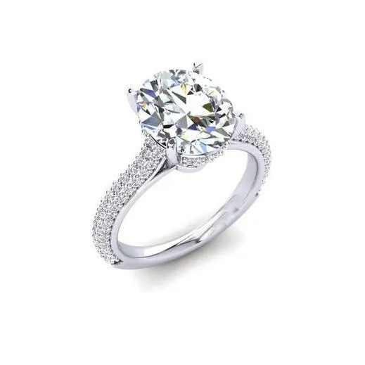 GB Big Oval Hidden Halo Natural Earth Mined Diamond Solitaire Ring With Accents Rings GB Big Oval Hidden Halo Natural Earth Mined Diamond Solitaire Ring With Accents Rings