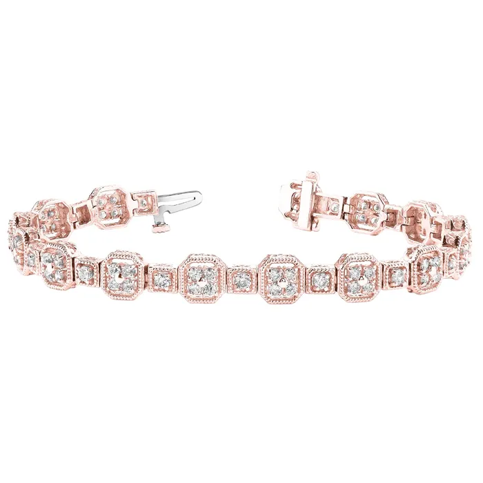 GB Bracelets 585 Carats Prong Set Round Cut Sparkling Natural Earth Mined Diamonds Bracelet RG 14K GB Bracelets 585 Carats Prong Set Round Cut Sparkling Natural Earth Mined Diamonds Bracelet RG 14K