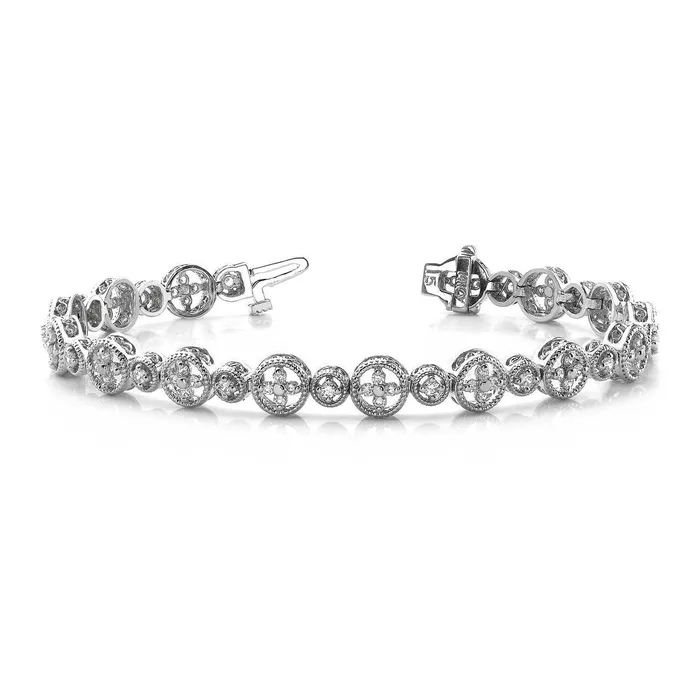 GB Bracelets 6 Carats Prong Setting Round Natural Earth Mined Diamond Lady Bracelet White Gold 14K GB Bracelets 6 Carats Prong Setting Round Natural Earth Mined Diamond Lady Bracelet White Gold 14K